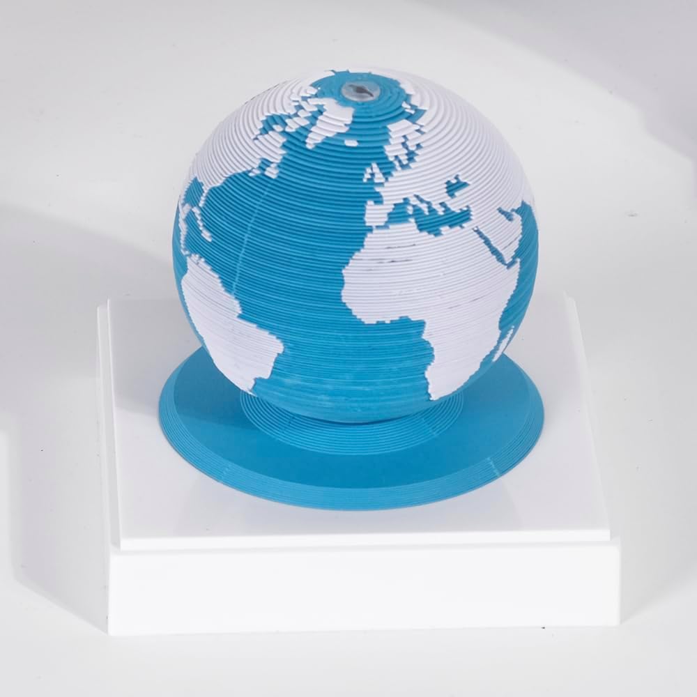 Desk Calendar 2026 3D Earth Time Piece Tear Away Memo Pad with Inspirational Daily Notes, 365-Day Paper Sculpture Planning Calendar with Plastic Base & Clear Box Cover for Christmas & New Year Gifts
