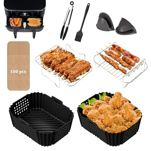 Accessoires Air Fryer pour Ninja Foodi SL400EU AF400EU AF300EU, Moule Silicone Air Fryer Accessoires Friteuses Plat Silicone Air Fryer pour Friteuses à Air Ninja, Innsky, Princess, 7,6L-9,5L