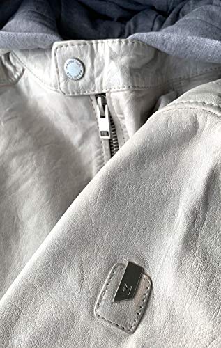 Mauritius Liem Long Sleeve Lambskin White Hooded Leather Jacket for Men3