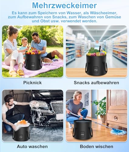 WADEO Tragbare Campingdusche Akku mit Pumpe und Eimer, Camping Dusche Outdoor mit wiederaufladbarem Akku… – Ansicht 5