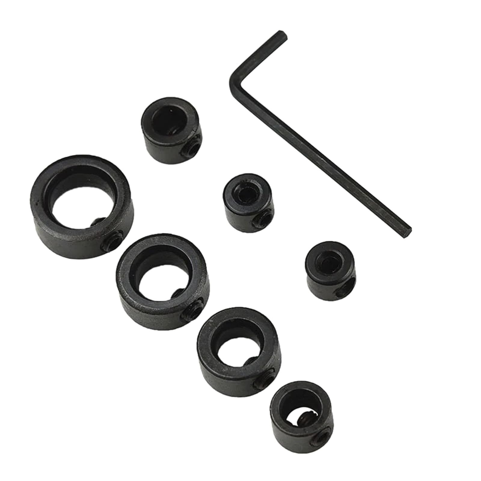 8Pcs Drill Bit Depth Stop Collar Set Adjustable Positioner Rings Split 3-16mm with Wrench for Woodworking Tools Split