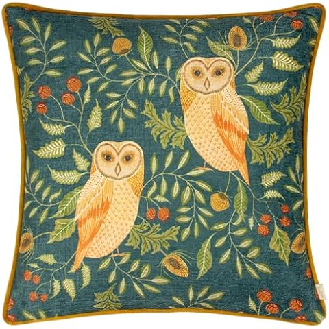 Evans Lichfield Teal Owl Cushion Cover Cover