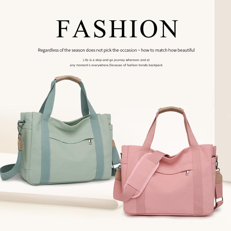 Canvas Crossbody Tote Bag for Women Laptop Work Handbag Shoulder Messenger Bag Travel Cute Aesthetic Tote Bag Purse - Image 4