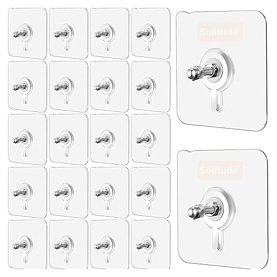 Sivaezhiyan Photo Frame Hooks for Wall Without Drilling, 10 Pack Self Adhesive Hooks for Wall Heavy Duty Strong Nail Free for Hanging Photo Frame (Hanging Hook, Transparent) Stainless Steel