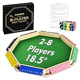 ALANGDUO 2~8人用 Shut The Box ダイスゲーム 18.5インチ 木製 箱を閉める テーブル 数学ゲーム サイコロ22個付き (16個 カラー+ 6個 木製スペアパーツ) 教育的クローズゲーム 子供/大人/酔っぱらいのボードゲーム