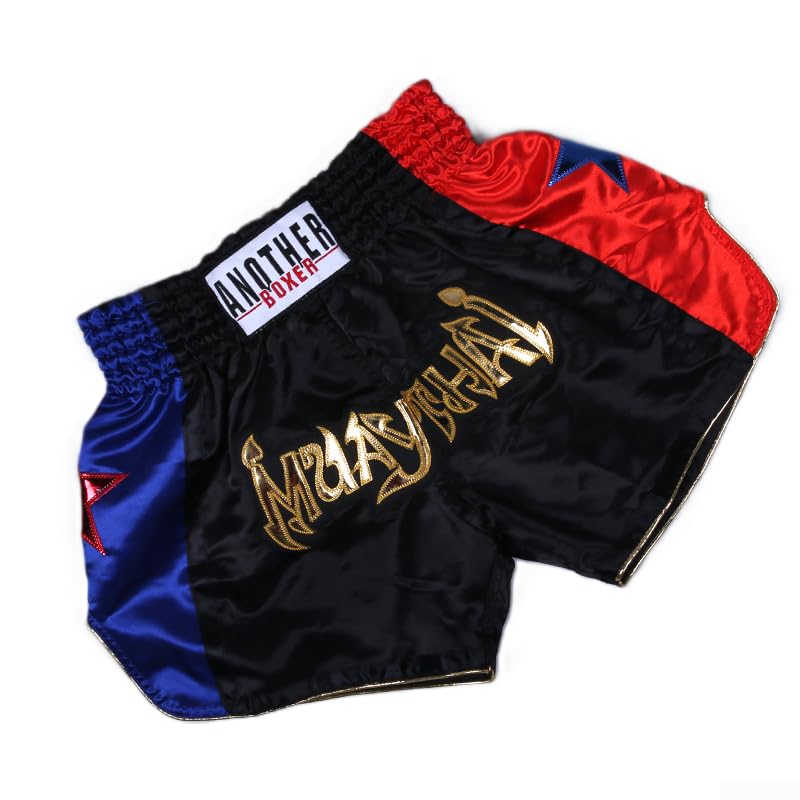 Oniissy Anotherboxer - Pantalones cortos de Muay Thai, unisex, transpirables, para artes marciales mixtas, kickboxing, lucha, gimnasio, entrenamiento, hombres y mujeres (M, negro)
