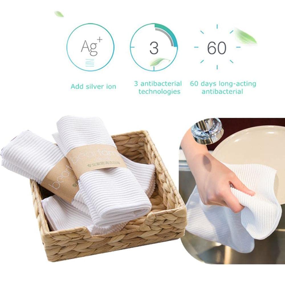 RWRAPS Tuch-Reinigungstuch, 5 Stück, Mikrofaser-Reinigungstuch für Geschirr, Trockentuch, Küche, schwedisches Geschirrtuch, Restaurant, Geschirr, Desinfektionstücher, weiß, 5 Stück, 37 x 21 cm