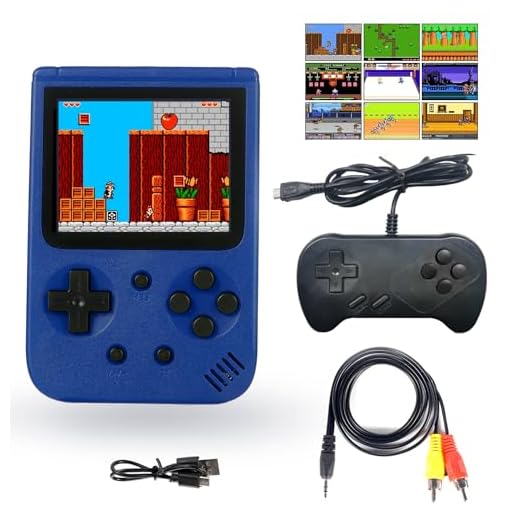 PomisGam Handheld Game Console, Retro Mini Game Player,500 Classical FC Games, Support for Connecting TV & Two Players with Rechargeable Battery Gift for Kids and Adult (Blue)