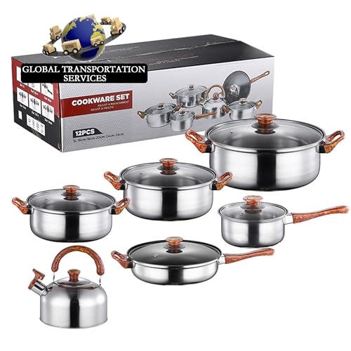 Premium 12-Piece Stainless Steel Cookware Set