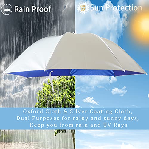 Qukipet Umbrella Hat, 37 Inch Fishing Umbrella Cap For Adults And Kids, Elastic Folding Compact Uv&Rain Protection Headwear For Fishing Golf Gardening Outdoor-Blue #TOP1