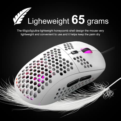 Image of 60% Gaming Keyboard and Mouse Combo Samll Mini RGB Backlight Mechanical Feeling and Mechanical RGB 12003 DPI Honeycomb Optical Mouse,Gaming Mouse pad for Gamers and Typists (White & Blue)