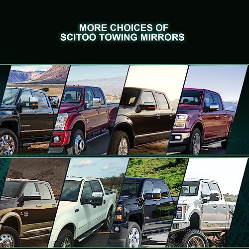 Scitoo Towing Mirrors Fit For Chevy For Gmc Exterior Accessories Mirrors Fit 2007-2013 Silverado Sierra (07 New-Body Style) With Power Controlling (Main Mirror) Heated Manual Telescoping Folding #TOP6