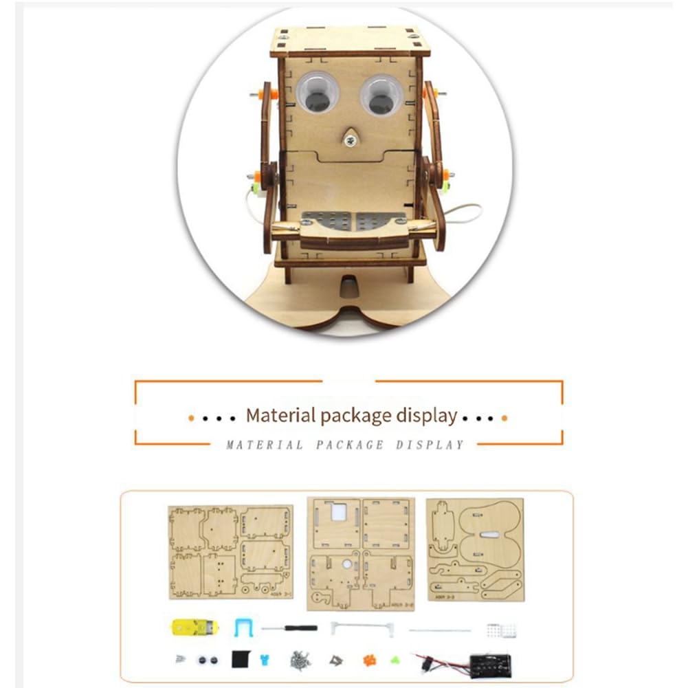 Kueohse Robot Come Monedas De Madera DIY – Kit De Ensamblaje Científico Para Niños +5 Años (STEM)