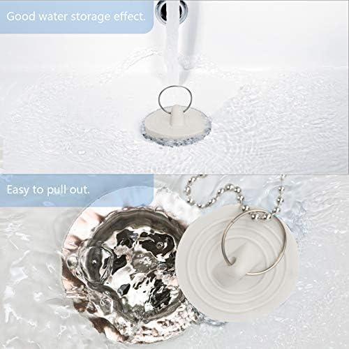 LOPOTIN Bath Plugs Sink Plug Replacement, 8Pcs Rubber Drain Stopper Universal Bath Plugs and Chain Stainless Ball Chain for Bathtub Bathroom Kitchen Home Sink (4 Sizes)