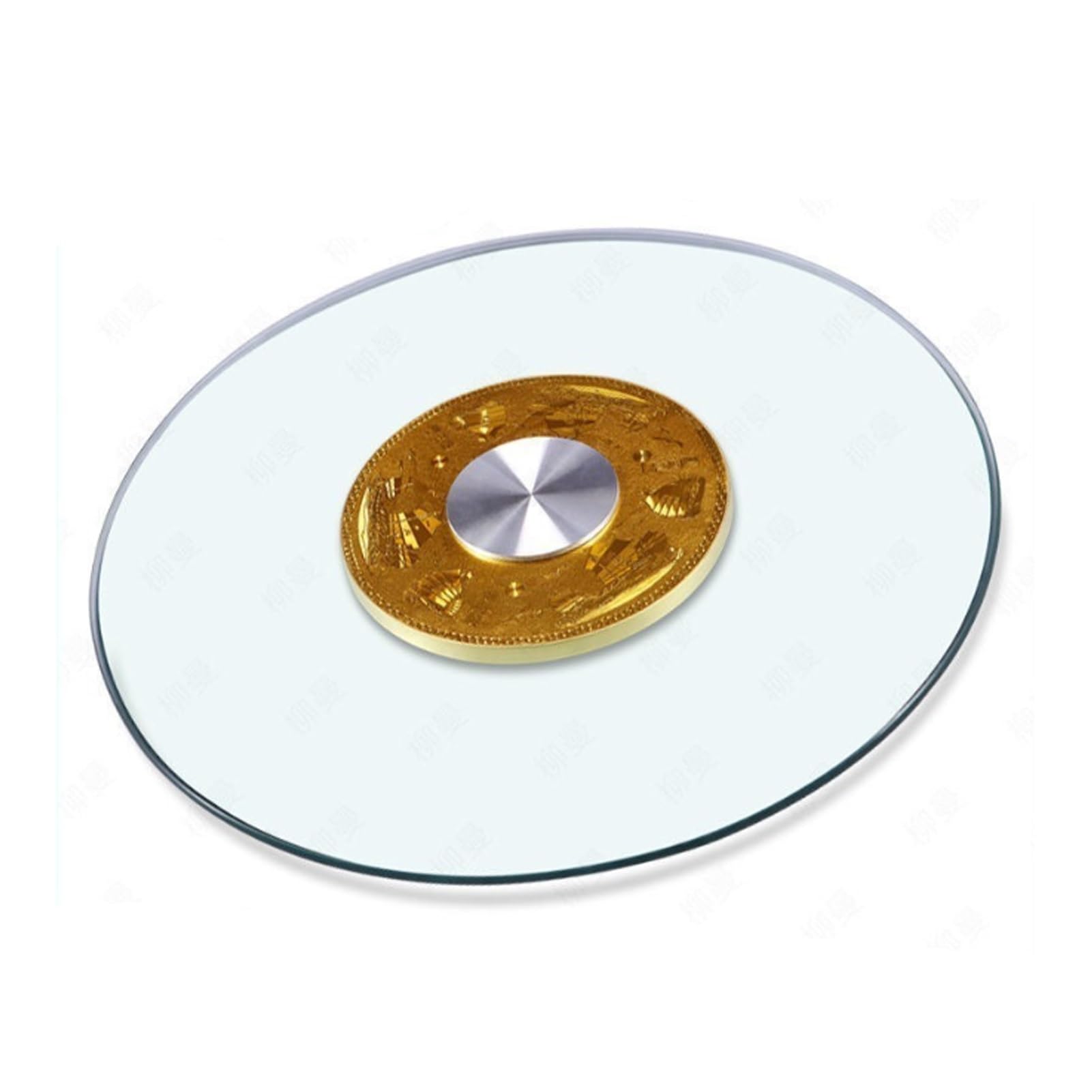 Ayharylh Gold2 Lazy Susan Tempered Glass 80 Cm (30 Inch) Swivel Large Tabletop Serving Plate Heavy Duty Turntable Round Dining Table Turntable Round Clear Dining Table Tray For Dining Table Serving Plate