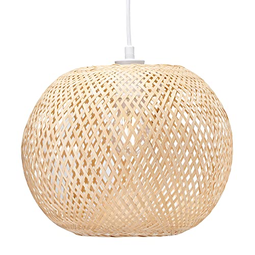 Eco Friendly Modern Spherical Cage Designed Bamboo Strap Ceiling Pendant Lamp Shade | 28cm x 30cm | 60w Max | Shade Only by Happy Homewares