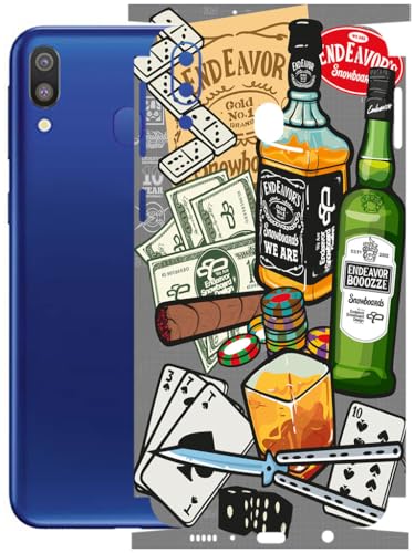 Image of AtOdds - Full Body Back Screen Guard Protector Film - Lamination Wrap Skin Sticker Compatible with Samsung Galaxy M20 | Scratchproof Matte Finish (Wine Graffiti)