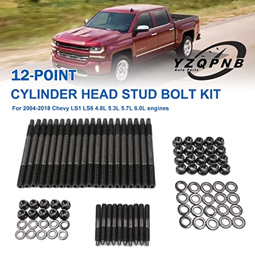 12-Point Cylinder Gasket Head Stud Bolt Kit Compatible With 2004-2019 Ls1 Ls3 5.3L 5.7L 6.0L Engines​ / Chevy Ls1 Ls6 4.8L 5.3L 6.0L 234-4317 #TOP2