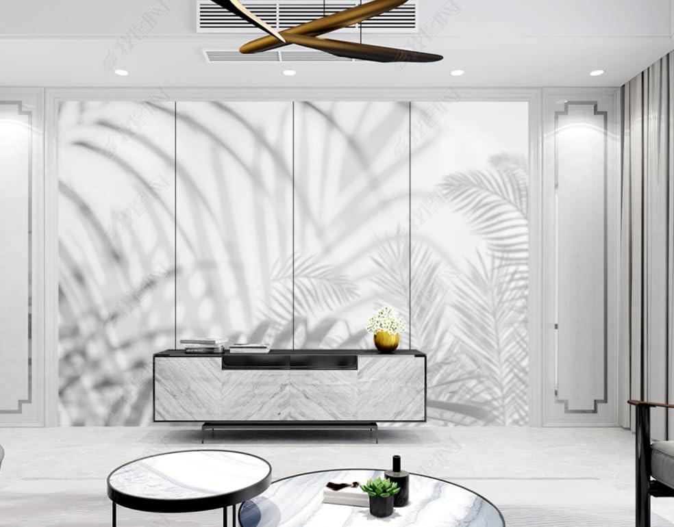 Papier peint intissé feuilles de cocotier pour rénover un mur de salon
