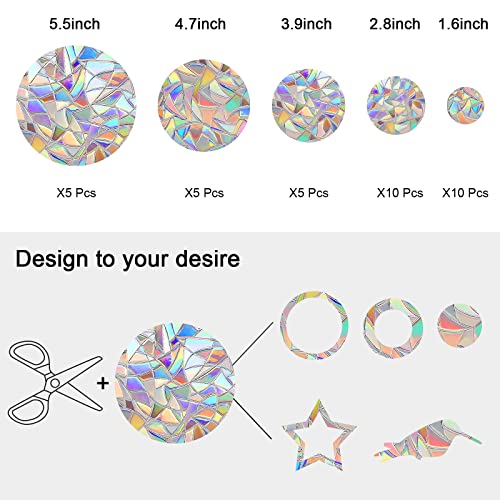 Image of Window Decals for Birds Strikes, DELLAN 35 Anti-Collision Bird Deflectors, Suncatcher Stickers Rainbow Window Clings for Glass Windows