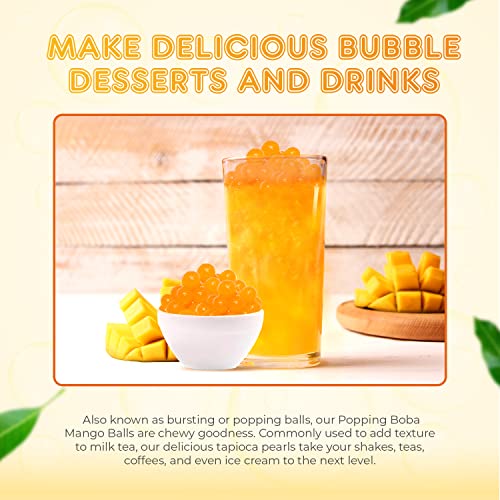 Fanale Popping Boba Pearls, 100% Fat Free, Non-Gmo & Gluten Free Bursting Boba, Vegan Popping Pearls For Bubble Tea, Shakes, Desserts And Smoothie, Mango Popping Boba, 1 Pound (Pack Of 1) #TOP4