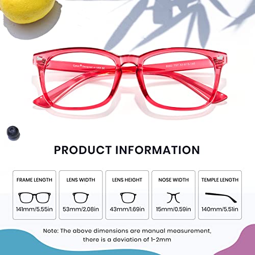 Image of Cyxus Computer Glasses Blue Light Blocking for Women Men Gaming Eyewear Reduce Eyestrain (8082T57,Rose red)
