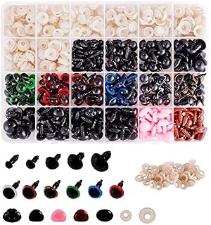 Meafeng 600 Pcs Colorful Plastic Safety Eyes and Noses with washers, for Amigurumi Crafts Doll Crochet Stuffed Animal Teddy Bear Making (Ø 6~14mm)
