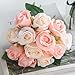 Jasion Artificial Roses Flowers 12 Heads Arrangement Silk Bouquet for Home Office Parties Bridal and Wedding Decoration (Pink with Champagne)
