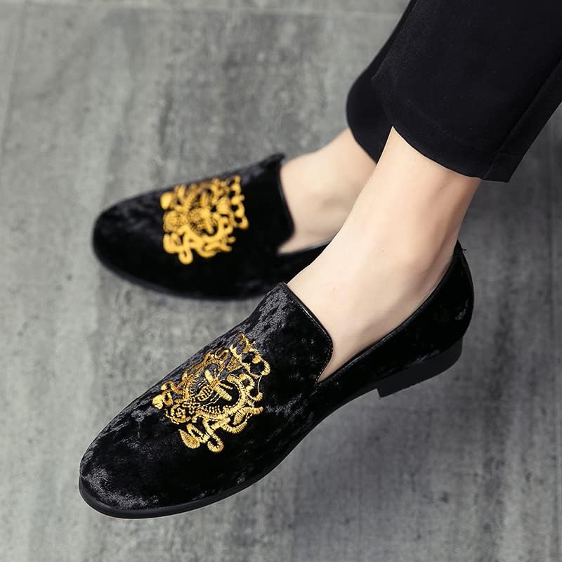 Men's Luxury Velvet Penny Loafers Shoes Embroidery Suede Dress Loafers Daily Boats Shoes for Party Wedding Prom Size 38-47 - Image 2