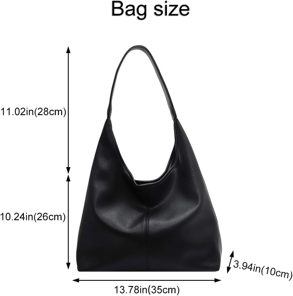 Hobo Bags for Women Slouchy Tote Bag Soft Casual PU Leather Shoulder Purses 2pcs Work Everyday Handbags - Image 4