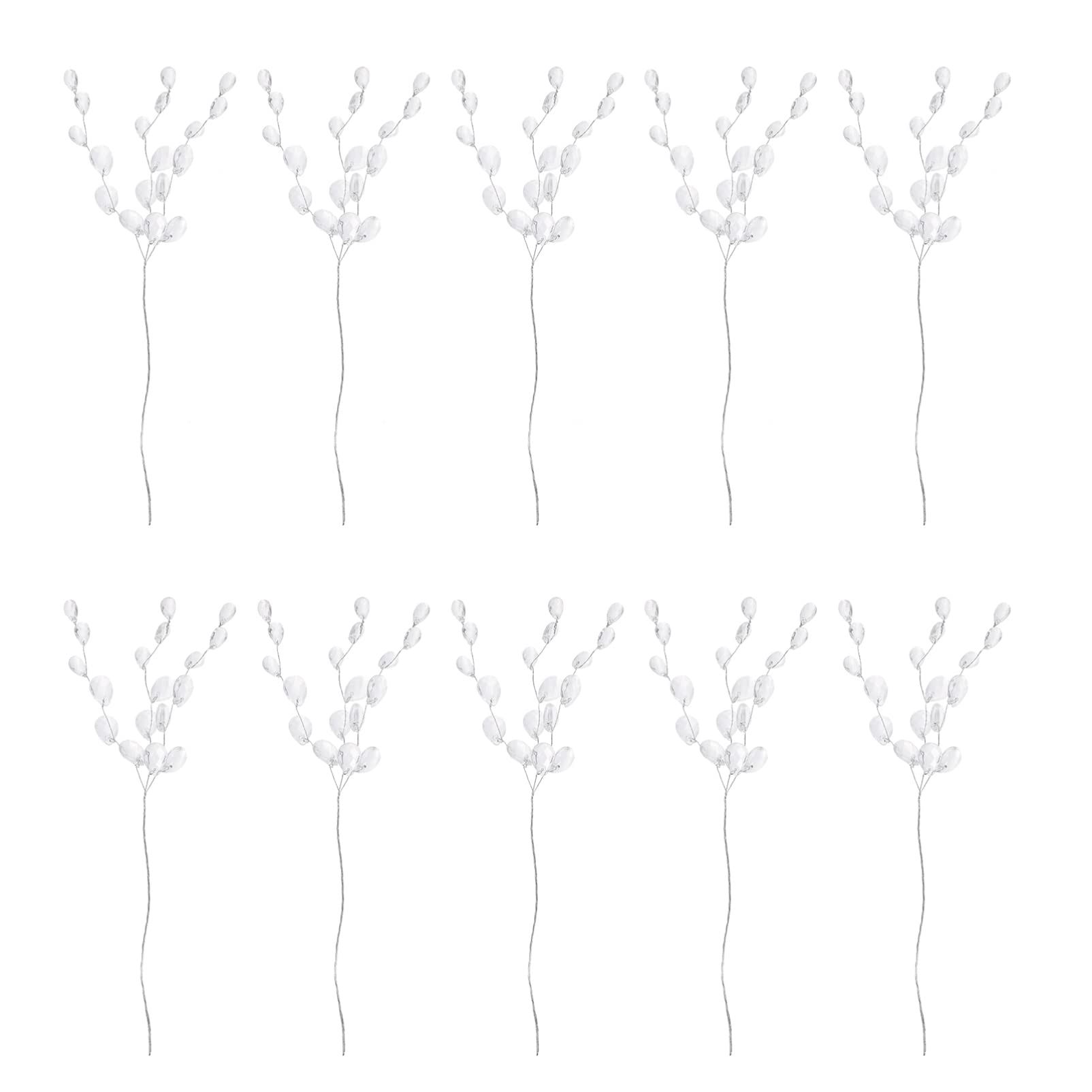 Didiseaon 50pcs Crystal Rhinestone Spray Branches Artificial Bouquets with Acrylic Bead Drop for Wedding DIY Crafts Floral Arrangement Wreath Decorations