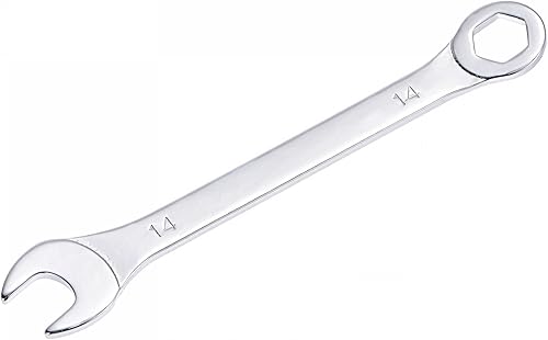 uxcell Llave combinada fina con extremo de 6 puntos desplazados y extremo abierto en ángulo, espejo métrico, acero de alto carbono chapado en cromo,