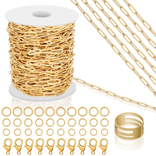 43ft Gold Chain for Jewelry Making 18k Gold Plated Stainless