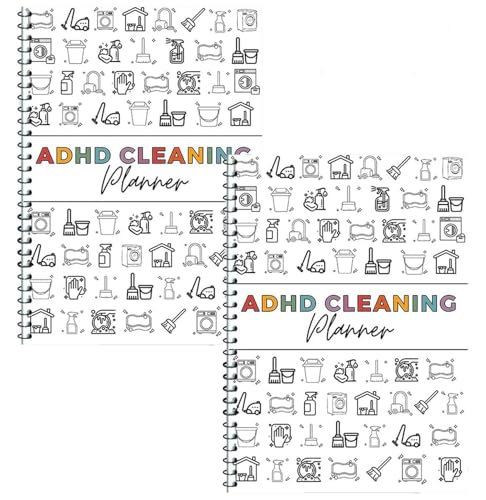 2 Pack Cleaning Planner, Cleaning Schedule and Checklist Organizer, Daily Weekly Monthly Household Cleaning Planner, Chore Chart Notebook for Home, Family Cleaning Tasks, DIY Home Improvement, Editable Template