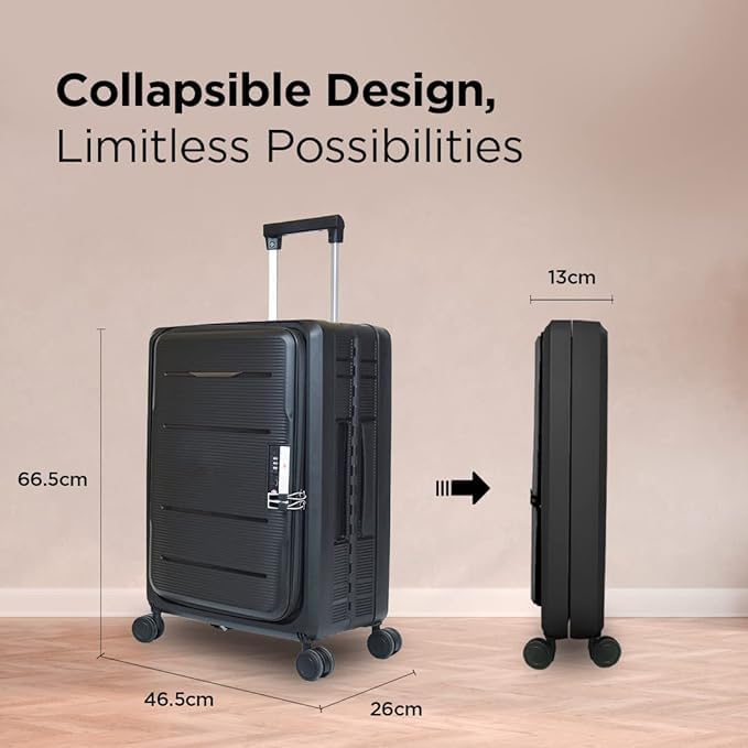 Image of Kuber Industries Plastic Trolley Luggage | Collapsible Hard Shell 8 Wheels Double Spinner Travel Bag | Lightweight Suitcase | 24 Inch | Pack of 3 | Light Mint,Green, Medium