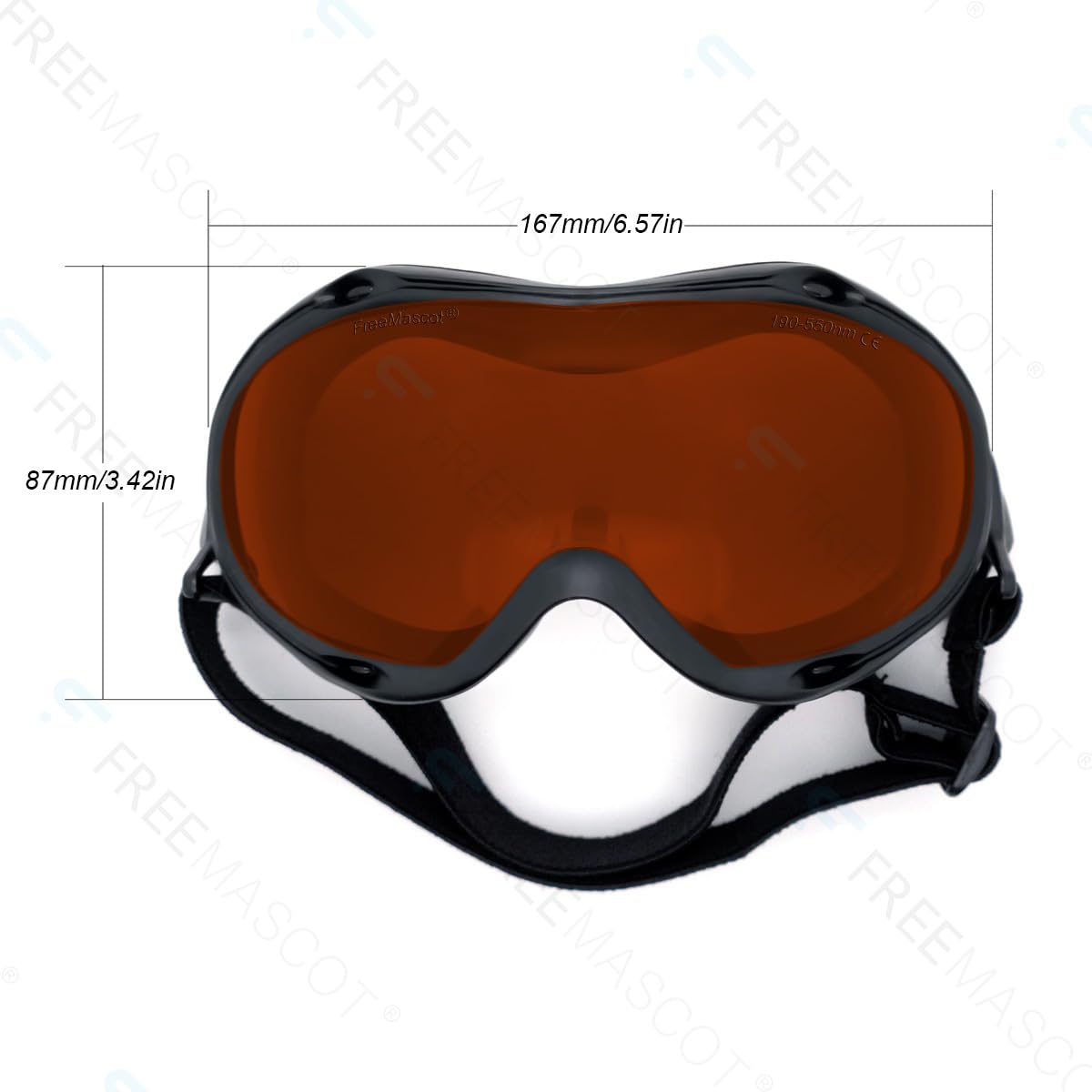 FREEMASCOT Lunettes de protection laser professionnelles OD 6+, longueur d'onde 190-550 nm violet/bleu/vert, pour laser 405 nm, 445 nm, 450 nm, 473 nm, 532 nm (style 10)