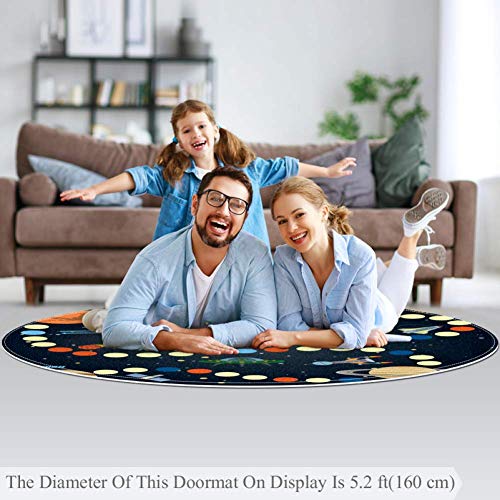 Tapis rond de salon chambre 120cm tissu polyester multicolore antidérapant - 5
