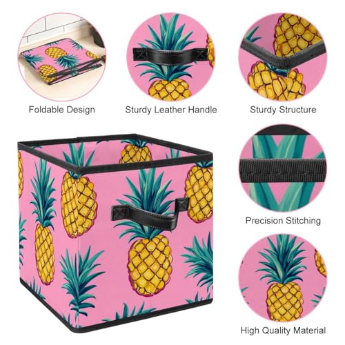 Panier de rangement pliable rose pour étagère dressing cube vêtements - 5