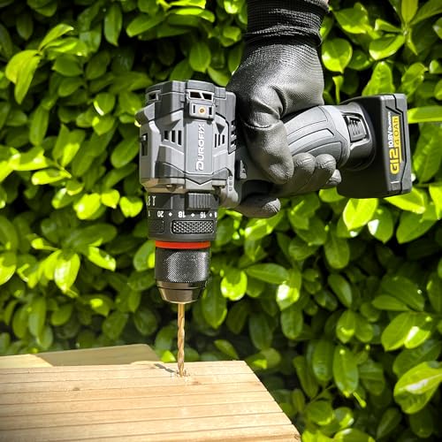 Durofix G12 Akku-Bohrmaschine, 50Nm Kombi-Bohrschrauber, 1.800RPM 2-Gang bürstenloser Motor, 20+3 Drehmomenteinstellungen, 3/8 Bohrfutter und LED-Licht, 1 x 12V 4.0Ah Akku, Ladegerät und Tragetasche