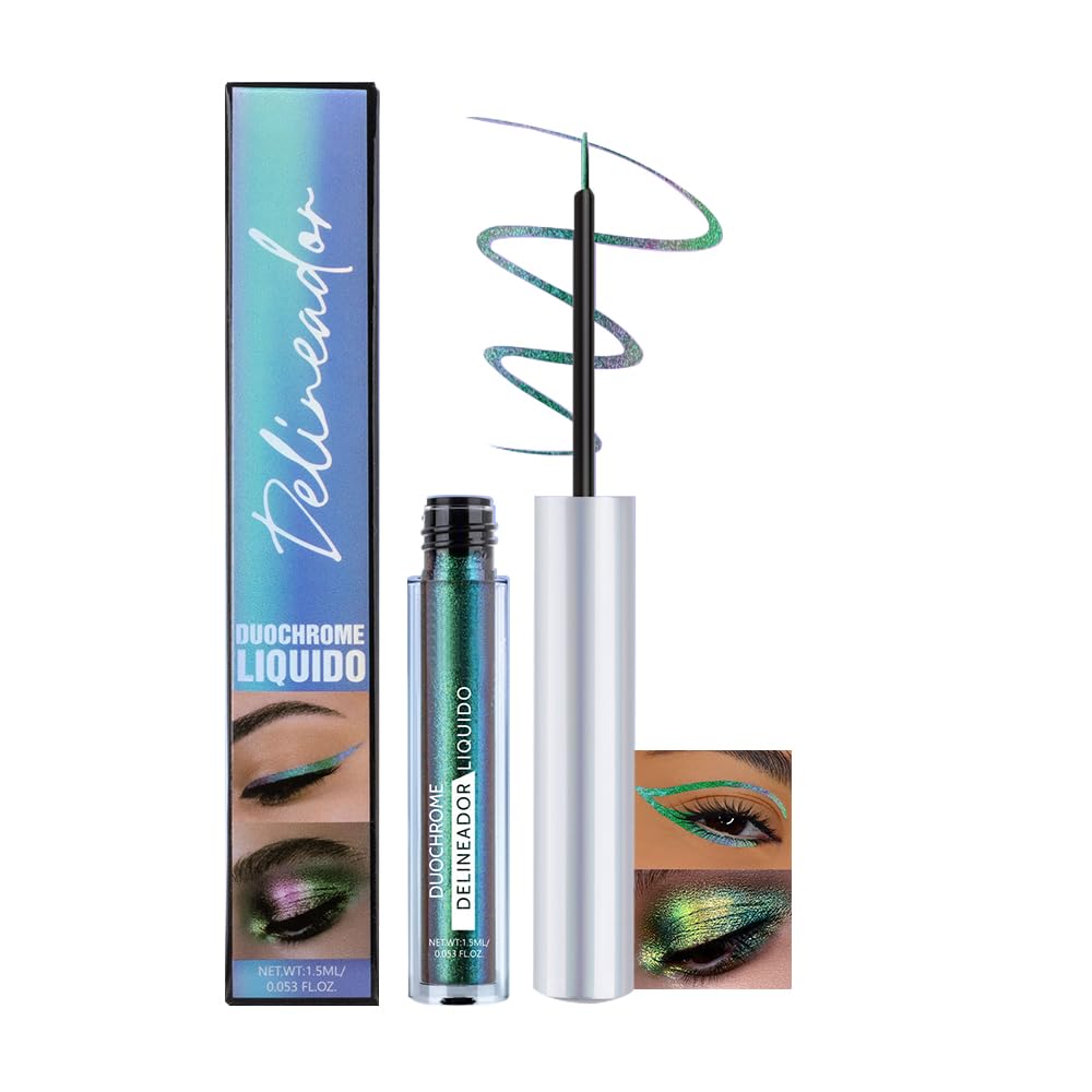 Liquid Eyeliner Glitter Eyeliners Pen Ultra-Fine Brush Waterproof Easy to color Long-lasting coloring No fading No smudging Green