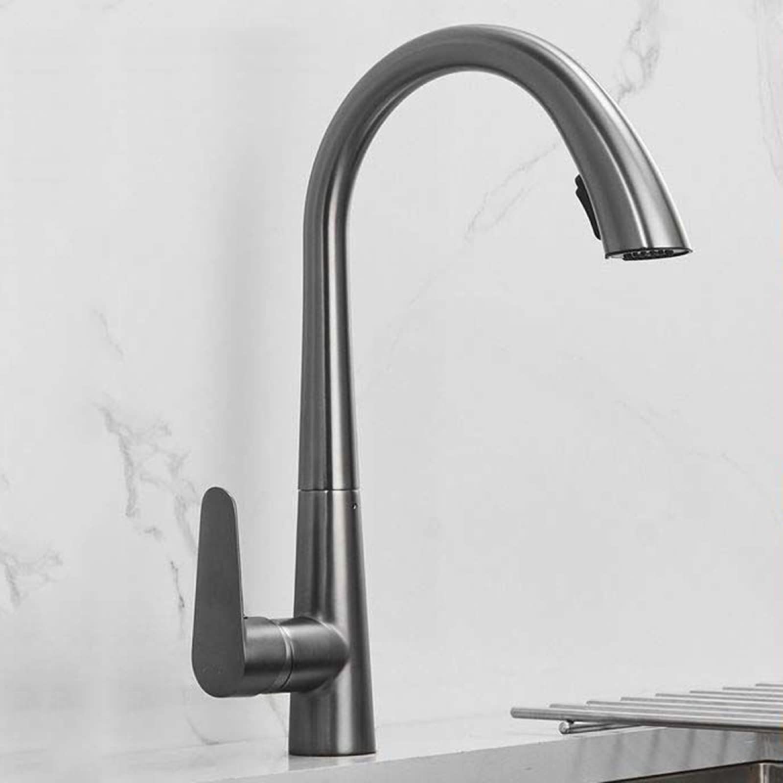 Robinet de cuisine eau chaude et froide avec jet extractible noir