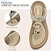 Littleplum Women Sandals Fashion Elastic Ankle Strap Flat Sandals Arch Support Non Slip Shoes Dressy Summer Shoes Outdoor Apricot Size 8