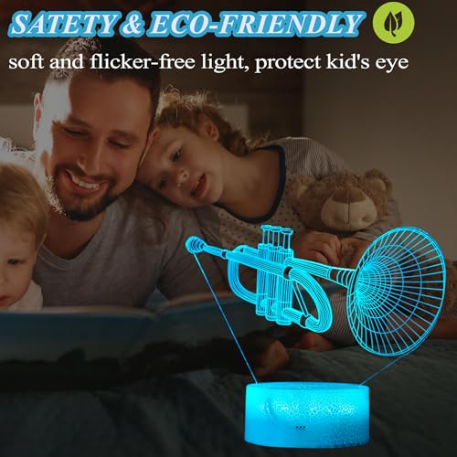 Image of Trumpet Night Light, Trumpet Gifts, 3D Illusion Lamp with 16 Colors Changing, Timer, 4 Flash Modes and Dimmable, Kids Boys Girls Room Decoration, Holiday Xmas Gifts
