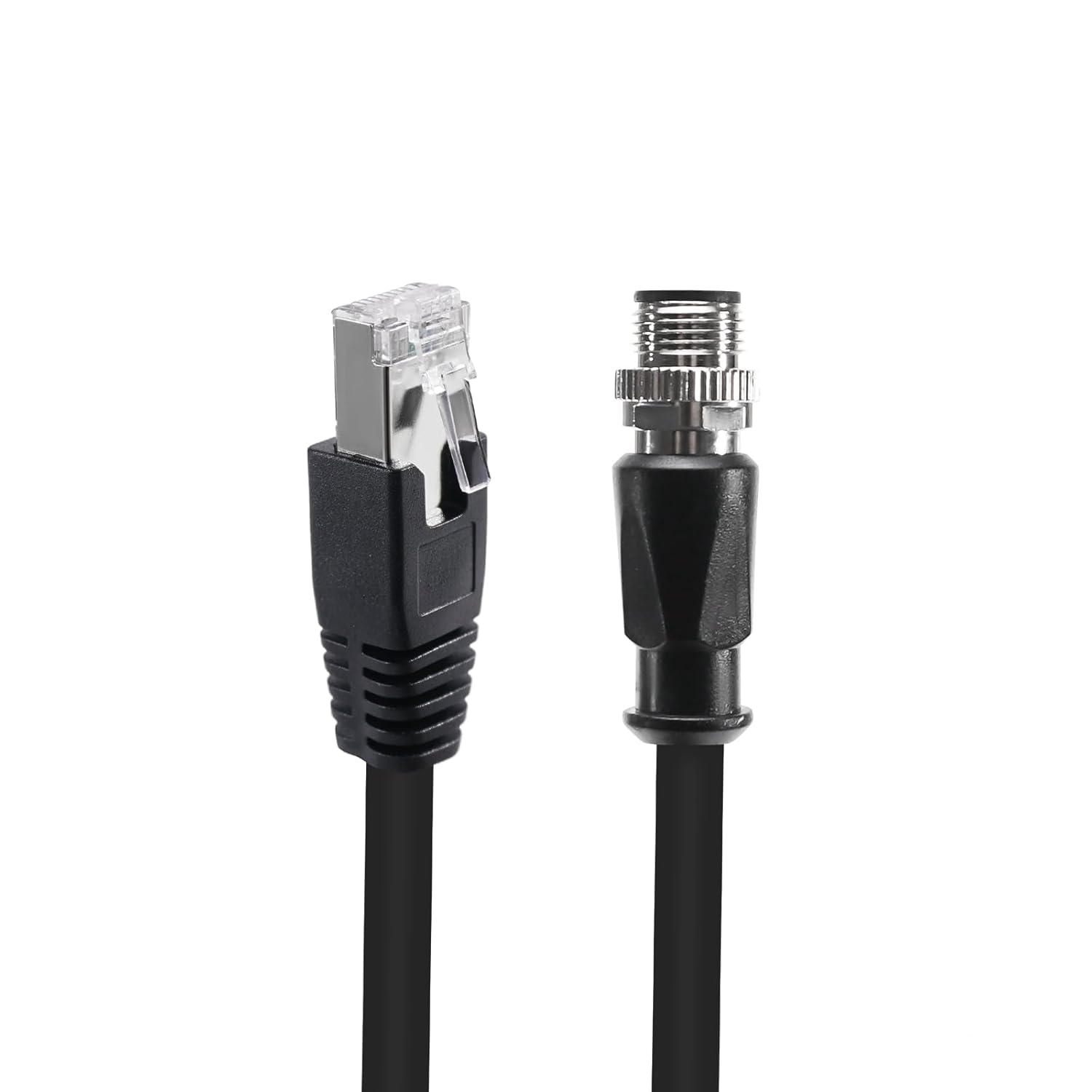 Cognex Gige Ethernet M12 8 Pin A-Code Male to RJ45 CAT6 Cable, Shielded High Flex Network Industrial Cable （10M/32.81 Ft,Black）