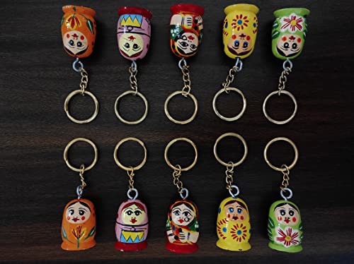 Image of BoBo Indian Dolls Handicraft, Wooden Hand Painted Keyring /Keychain Family Set, Best for Gift and Personal Use