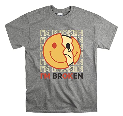 T-shirt unisexe I am OK Broken gris S vetement coton graphique mode streetwear