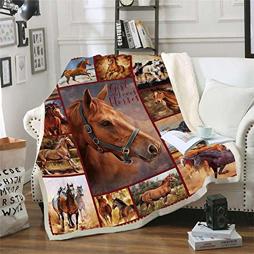 Horse Lover Blanket Gifts for Girls Birthday,Decor Soft Flannel Throw Blanket 50