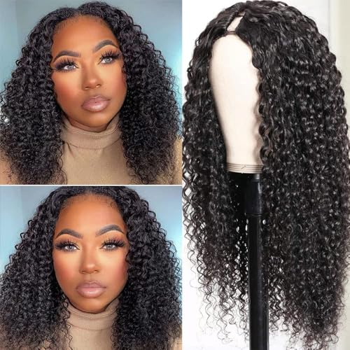 Perruque cheveux humain V Part pour masquer le manque de volume Kinky Curly 20 pouces