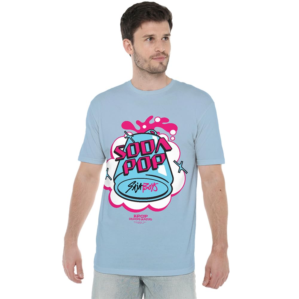 Kpop Demon Hunters Saja Boys Soda Pop Unisex T Shirt, Light Blue, XX-Large
