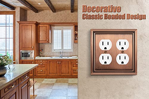 Image of Sunken Pearls Heavy Duty Decorative Wall Plate Switch Plate Outlet Cover (Double Duplex, Antique Copper)